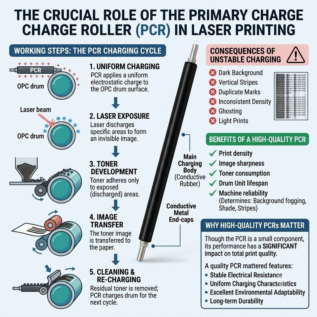 The Evolution, Working Principles, and Troubleshooting Guide of Primary Charge Rollers (PCR)